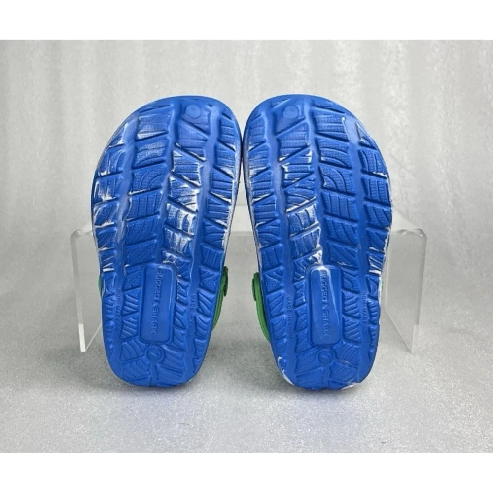 Rugged Shark Eva Clogs Lightweight Slip on Blue Green Toddler Boys Size 7 NEW